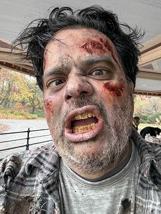 Sunil in character with dramatic makeup