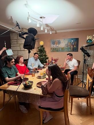 Cast and crew on a production set