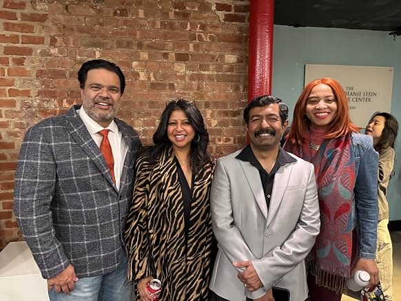 Sunil with cast members on location